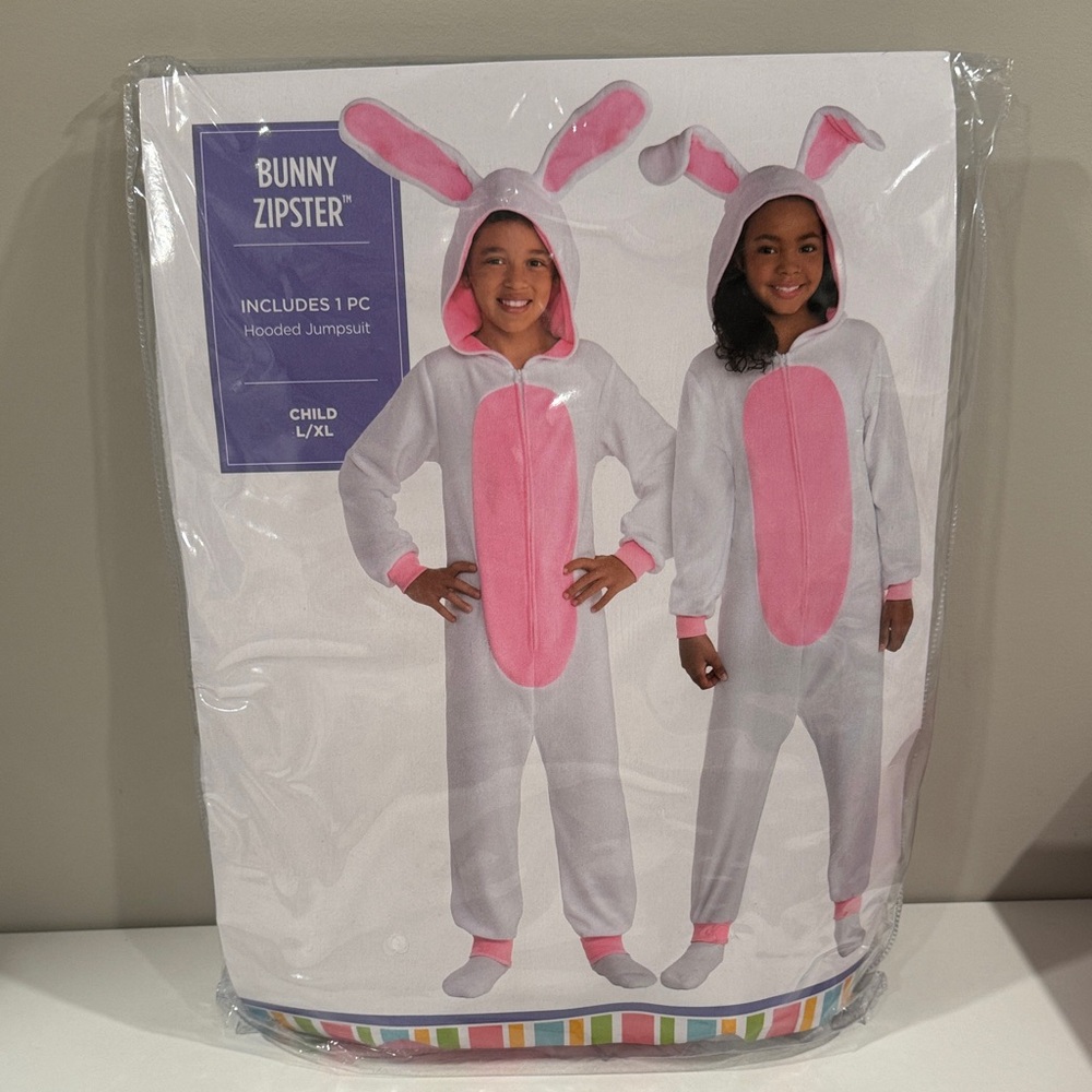 Easter Bunny Zipster Jumpsuit Unisex Costume Child L/ XL NWT